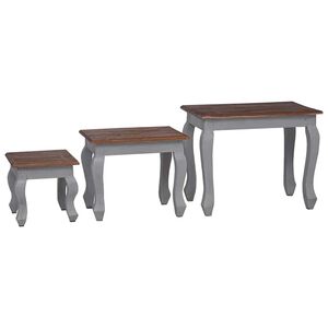vidaXL Nesting Table Set 3 Pieces Solid Mahogany Wood