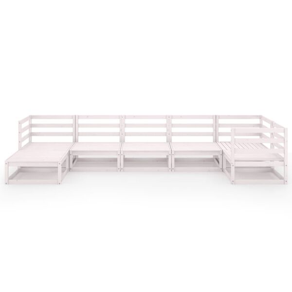 vidaXL 7 Piece Garden Lounge Set White Solid Pinewood