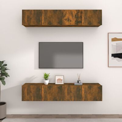vidaXL TV Cabinets 4 pcs Smoked Oak 80x30x30 cm Engineered Wood