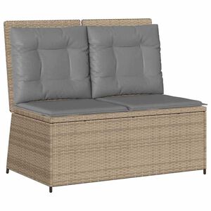 vidaXL Garden Bench with Cushion Beige Poly rattan