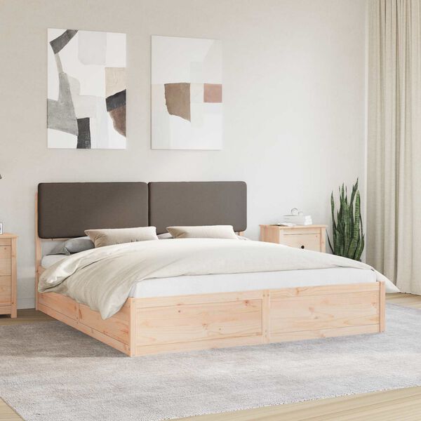 vidaXL Bed Frame with Upholstered Headboard Taupe 200 x 200 cm