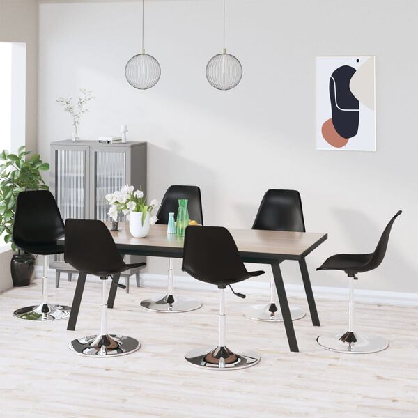 vidaXL Swivel Dining Chairs 6 pcs Black PP