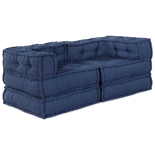 vidaXL Modular Sofa 2 pcs Indigo 140 x 70 x 56 cm Fabric