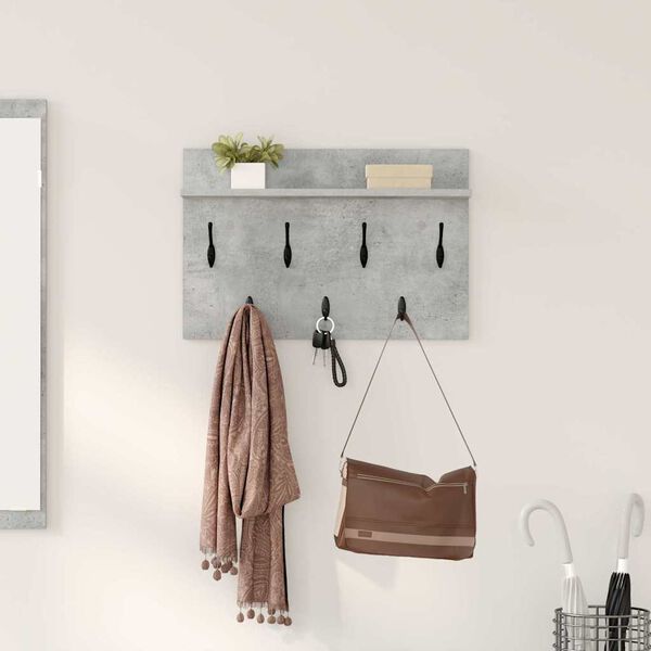 vidaXL Wall-Mounted Coat Rack with Shelf Concrete Grey 60 x 40 x 12 cm