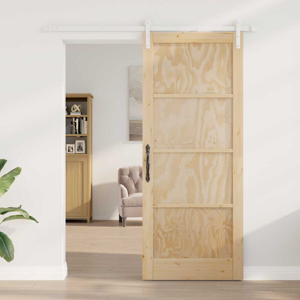 vidaXL Sliding Door Brown 86 x 211 cm Solid Pine Wood