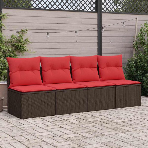 vidaXL 2 Piece Garden Sofa Set with Cushions Brown Poly Rattan Acacia