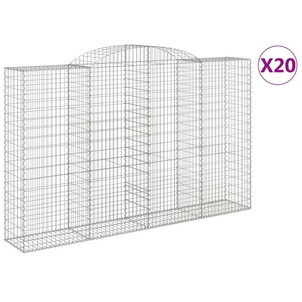 vidaXL Arched Gabion Baskets 20 pcs 300x50x180/200 cm Galvanised Iron
