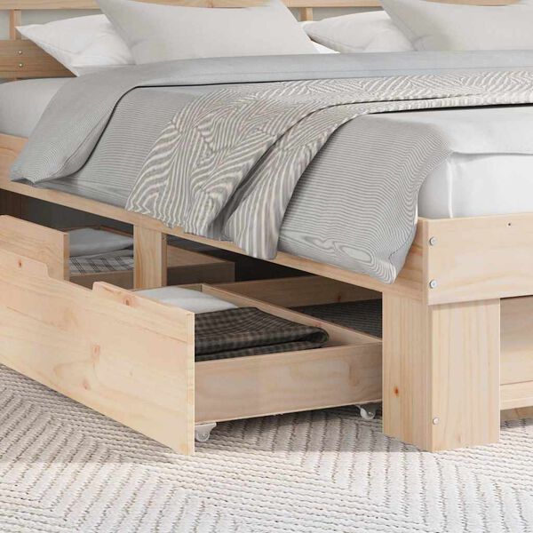 vidaXL Bed Frame with Headboard Brown 180 x 200 cm Solid Pine Wood