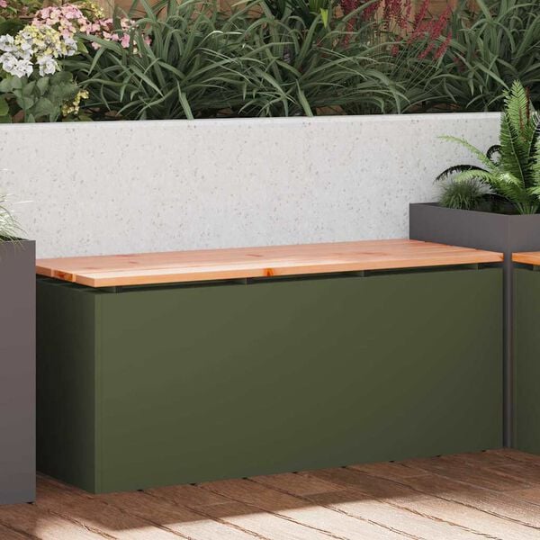 vidaXL Garden Bench Olive green 100 x 40 x 43 cm Steel