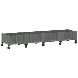 vidaXL Garden Planter with Wheels Light Grey 160 x 40 x 33 cm PP