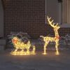 vidaXL Reindeer Pull Sleigh Warm white 70 x 26 x 129 cm PET