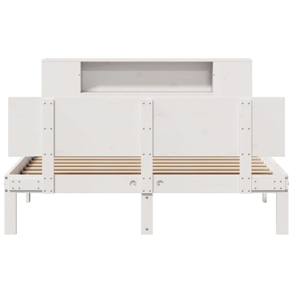 vidaXL Bookcase Bed without Mattress White 150x200 cm King Size Solid Wood Pine