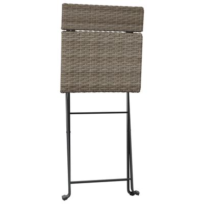 vidaXL Folding Bistro Chairs 8 pcs Grey Poly Rattan and Steel