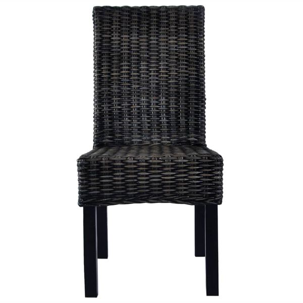 vidaXL Dining Chairs 6 pcs Black Kubu Rattan and Mango Wood