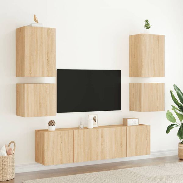 vidaXL 6 Piece TV Wall Units Sonoma Oak Engineered Wood