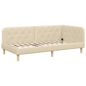 vidaXL Corner Bed Frame with Headboard Cream 90 x 200 cm Fabric