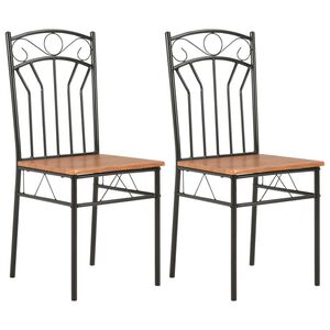 vidaXL Dining Chair | Set of 2 | Brown and Black | MDF and Steel | Standard