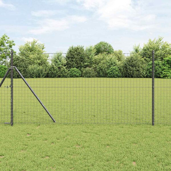 vidaXL Fence Post 2 pcs Grey Powder-coated steel