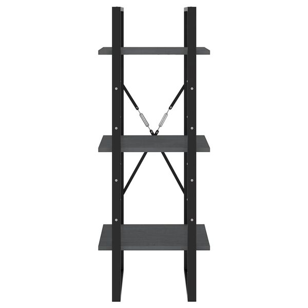 vidaXL 3-Tier Book Cabinet Grey 40x30x105 cm Solid Pinewood