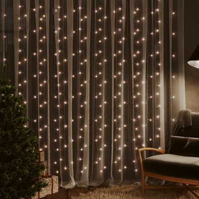 vidaXL LED Curtain Fairy Lights 3x3m 300 LED Warm White 8 Function