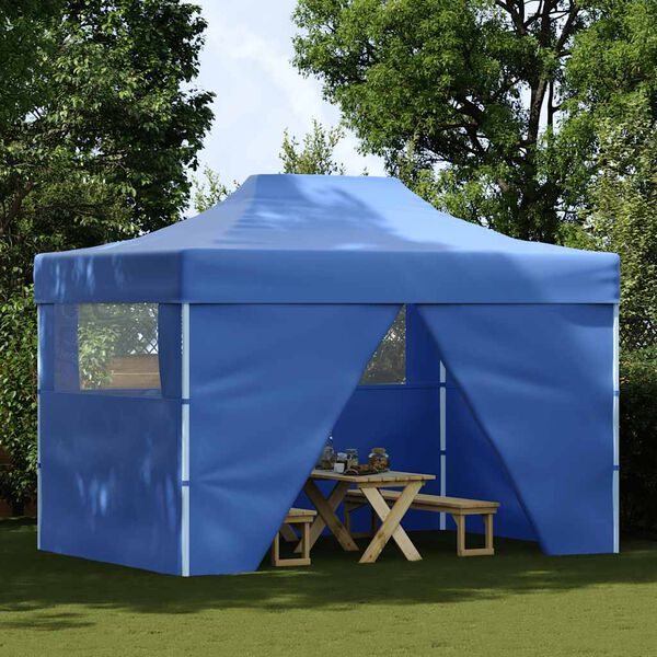 vidaXL Professional Folding Party Tent with 4 Sidewalls 3x4 m Steel Blue