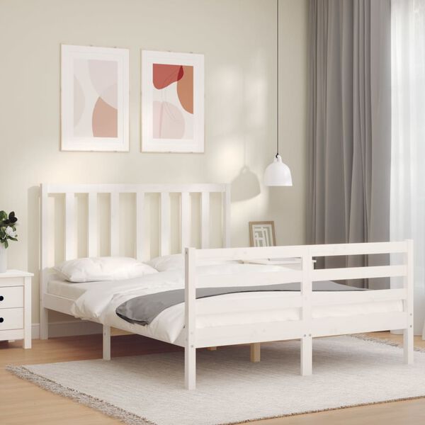 vidaXL Bed Frame without Mattress White 140x200 cm Solid Wood Pine