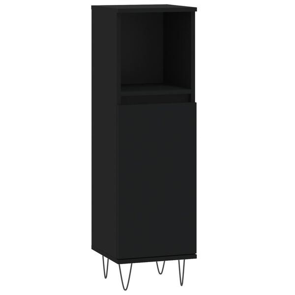 vidaXL Bathroom Cabinet Black 30x30x100 cm Engineered Wood