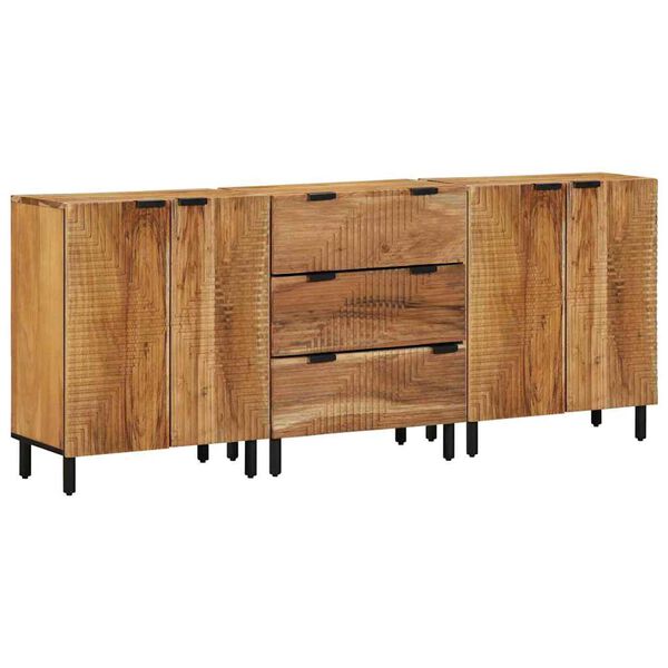 vidaXL Sideboard 3 pcs Brown 60 x 33 x 75 cm Solid Acacia wood
