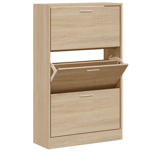 vidaXL Shoe Cabinet Sonoma Oak 63x24x103 cm Engineered Wood