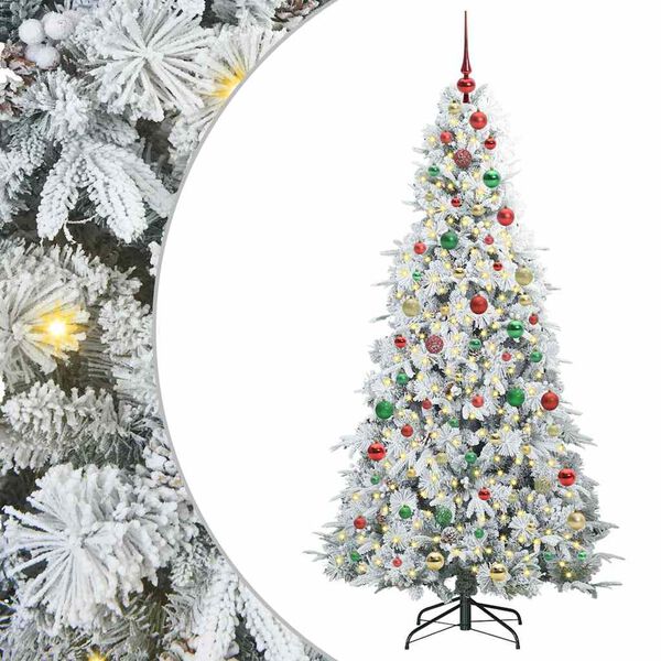 vidaXL Artificial Hinged Christmas Tree White 180 cm PE and PVC