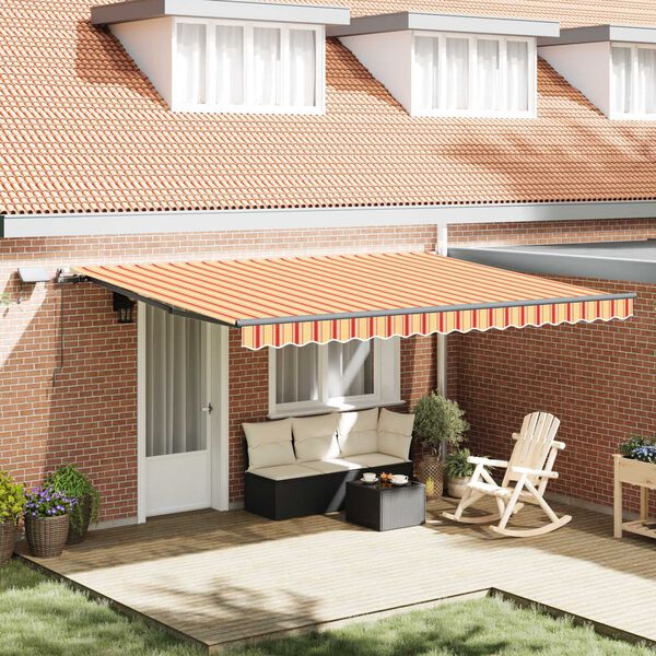 vidaXL Retractable Awning Manual Yellow and orange 450 x 350 cm Fabric