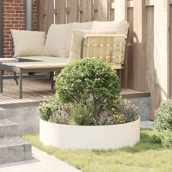 vidaXL Planter Ring White 80 x 80 x 20 cm Cold-rolled Steel