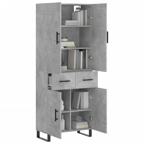 vidaXL Highboard Concrete Grey 69.5x34x180 cm Engineered Wood