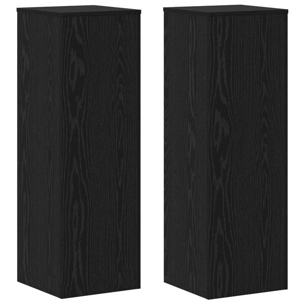 vidaXL Plant Stand 2 pcs Black Oak 33 x 33 x 100 cm Engineered Wood