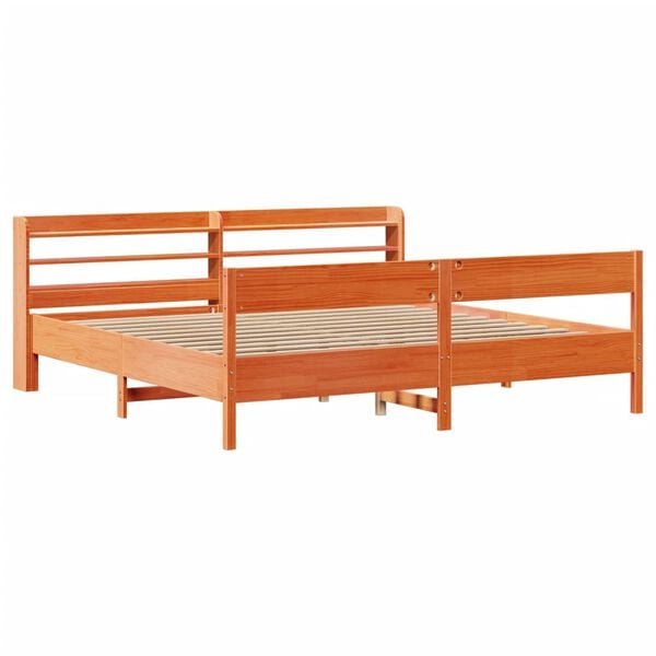 vidaXL Bed Frame without Mattress Wax Brown 200x200 cm Solid Wood Pine
