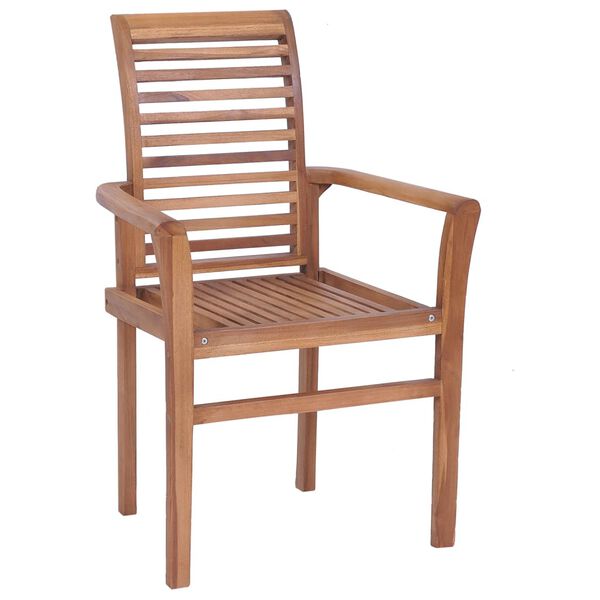 vidaXL Stacking Dining Chairs 8 pcs Solid Teak Wood