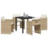 vidaXL Garden Dining Set with Cushion 5 pcs Beige Poly Rattan