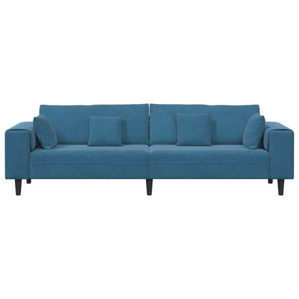 vidaXL Velvet Sofa with Cushion Blue 208 cm Velvet