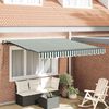 vidaXL Retractable Awning Manual Green and White 350 x 250 cm