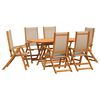 vidaXL 7 Piece Garden Dining Set Solid Wood Acacia and Textilene