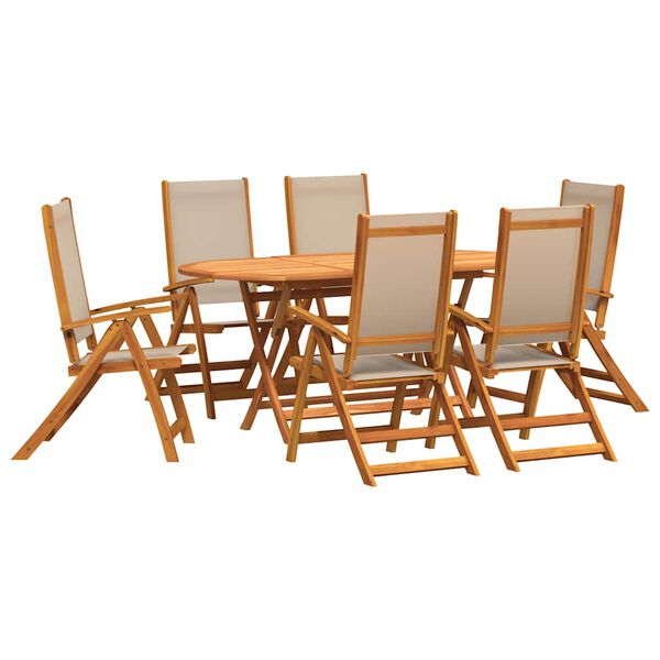 vidaXL 7 Piece Garden Dining Set Solid Wood Acacia and Textilene