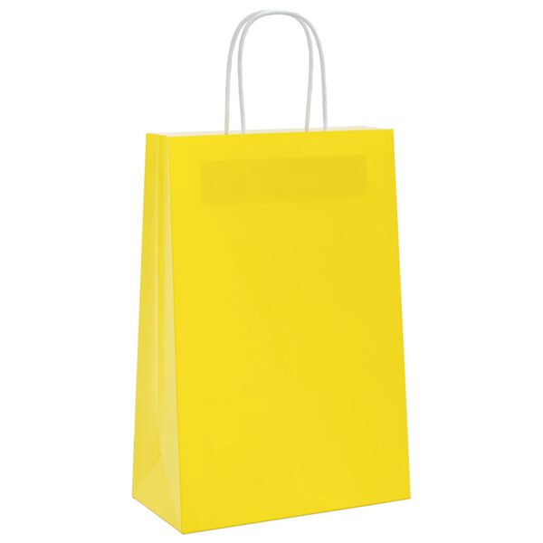 vidaXL Paper Bags 250 pcs with Handles Yellow 21x11x31 cm