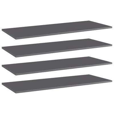 vidaXL Bookshelf Boards 4 pcs High Gloss Grey 100x40x1.5 cm Engineered Wood