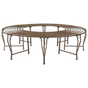 vidaXL Tree Bench 8-Seater &Oslash; 160 x 44 cm Steel Antique Brown Round