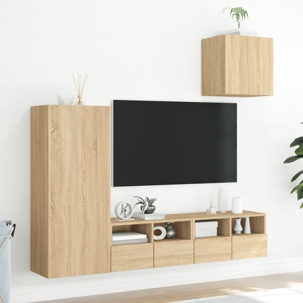 vidaXL 4 Piece TV Wall Units Sonoma Oak Engineered Wood