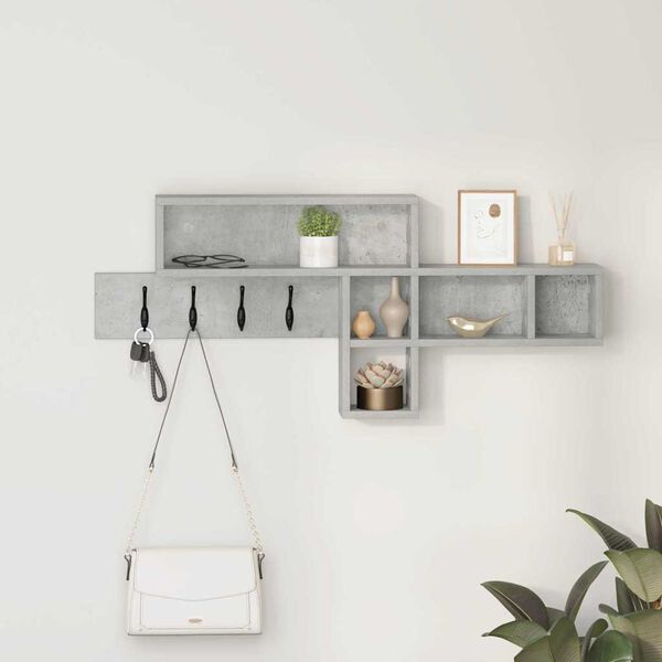 vidaXL Wall-Mounted Coat Rack Concrete grey 100 x 12 x 43.5 cm
