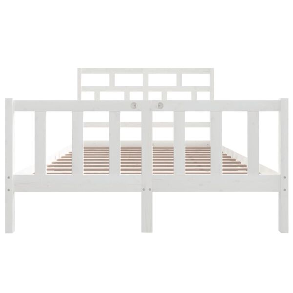 vidaXL Bed Frame without Mattress White Solid Wood Pine King Size