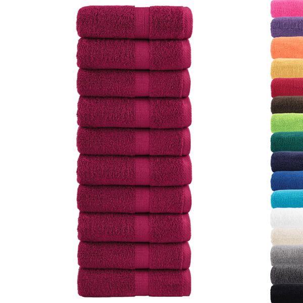 vidaXL Premium Wash Towels "SOLUND" 10 pcs Bordeaux 30x30 cm 600 gsm