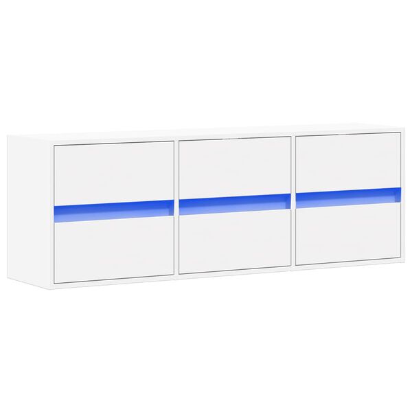 vidaXL TV Wall Cabinet with LED Lights White 130x31x45 cm