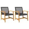 vidaXL Garden Chairs 2 pcs Black Poly Rattan and Acacia Wood